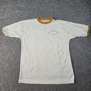 Vintage 60s Champion Vanderbilt Staff Shirt Mens 44 Large White Mesh Ringer Tee